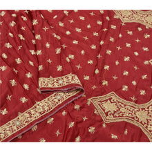 Load image into Gallery viewer, Sanskriti Vintage Heavy Dupatta Pure Satin Silk Red Hand Beaded Zardozi Stole
