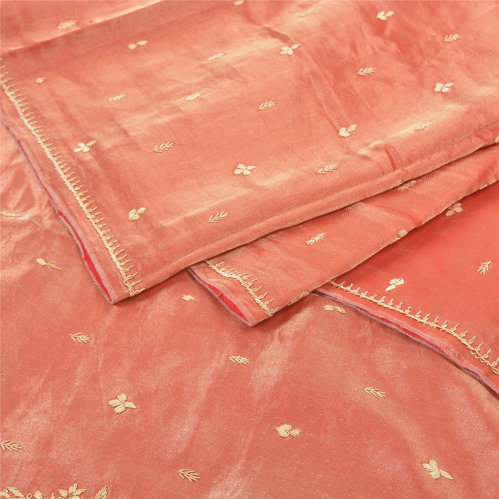 Sanskriti Vintage Heavy Dupatta Tissue Golden Red Hand Embroidered Zardozi Stole