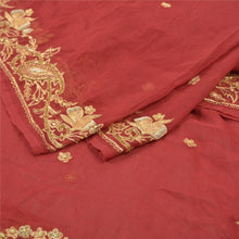 Load image into Gallery viewer, Sanskriti Vintage Heavy Dupatta Pure Chiffon Silk Dark Red Hand Beaded Stole

