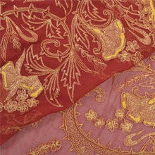 Load image into Gallery viewer, Sanskriti Vintage Heavy Dupatta Pure Chiffon Silk Dark Red Hand Beaded Stole
