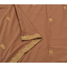 Load image into Gallery viewer, Sanskriti Vintage Heavy Dupatta Pure Crepe Silk Brown Handmade Zardozi Stole
