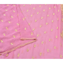 Load image into Gallery viewer, Sanskriti Vintage Heavy Dupatta Pure Chiffon Silk Pink Handmade Zardozi Stole
