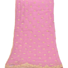 Load image into Gallery viewer, Sanskriti Vintage Heavy Dupatta Pure Chiffon Silk Pink Handmade Zardozi Stole
