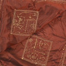 Load image into Gallery viewer, Sanskriti Vintage Heavy Dupatta 100% Pure Silk Brown Hand Beaded Zari Stole
