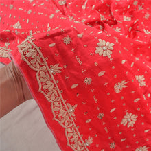Load image into Gallery viewer, Sanskriti Vintage Heavy Dupatta Pure Satin Silk Red Hand Beaded Zardozi Stole

