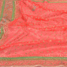 Load image into Gallery viewer, Sanskriti Vintage Heavy Dupatta Art Silk Red Hand Beaded Zardozi Work Stole
