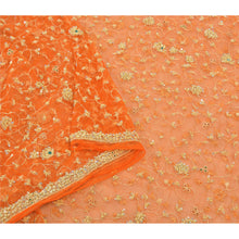 Load image into Gallery viewer, Sanskriti Vintage Heavy Dupatta Net Mesh Orange Hand Beaded Zardozi Stole
