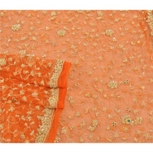 Load image into Gallery viewer, Sanskriti Vintage Heavy Dupatta Net Mesh Orange Hand Beaded Zardozi Stole
