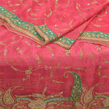 Load image into Gallery viewer, Sanskriti Vintage Heavy Dupatta Pure Organza Silk Hand Beaded Zardozi Pink Stole
