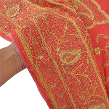 Load image into Gallery viewer, Sanskriti Vintage Heavy Dupatta Pure Silk Red Hand Beaded Zardozi Work Stole
