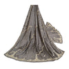 Sanskriti Vintage Heavy Dupatta 100% Pure Satin Silk Grey Hand Beaded Stole