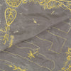 Sanskriti Vintage Heavy Dupatta 100% Pure Satin Silk Grey Hand Beaded Stole