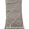 Sanskriti Vintage Heavy Dupatta 100% Pure Satin Silk Grey Hand Beaded Stole