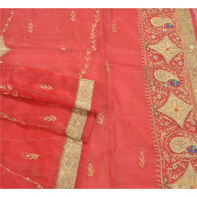 Load image into Gallery viewer, Sanskriti Vintage Heavy Dupatta Organza Red Hand Beaded Peacock Zardozi Stole
