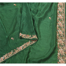 Load image into Gallery viewer, Sanskriti Vintage Heavy Dupatta Pure Satin Silk Green Hand Beaded Zardozi Stole
