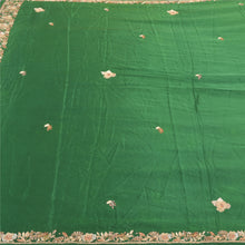 Load image into Gallery viewer, Sanskriti Vintage Heavy Dupatta Pure Satin Silk Green Hand Beaded Zardozi Stole
