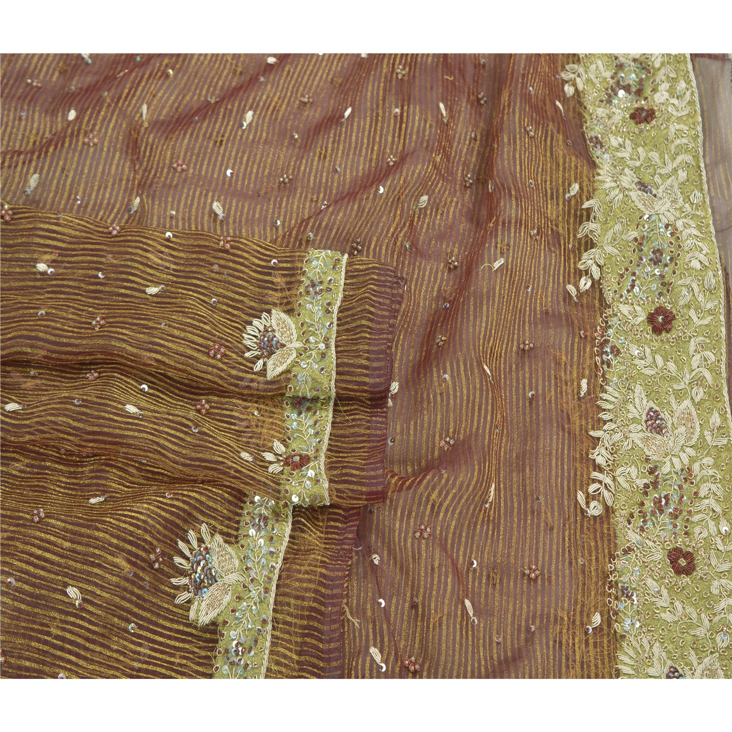 Sanskriti Vintage Art Silk Dark Red Dupatta Hand Embroderd Zardozi Sequins Woven Party Stole Create Dresses, Kaftan, Skirt, Tops, Projects