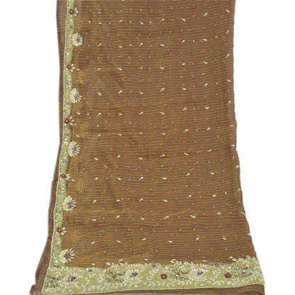 Sanskriti Vintage Art Silk Dark Red Dupatta Hand Embroderd Zardozi Sequins Woven Party Stole Create Dresses, Kaftan, Skirt, Tops, Projects