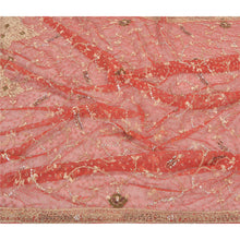 Load image into Gallery viewer, Sanskriti Vintage Heavy Dupatta Net Mesh Red Hand Beaded Zardozi Stole
