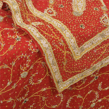 Load image into Gallery viewer, Sanskriti Vintage Heavy Dupatta 100% Pure Chiffon Silk Red Hand Beaded Stole
