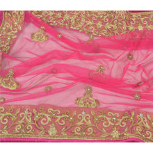 Load image into Gallery viewer, Sanskriti Vintage Heavy Dupatta Net Mesh Pink Hand Beaded Zari Work Stole
