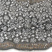 Load image into Gallery viewer, Sanskriti Vintage Heavy Dupatta Cotton Silk Black Hand Beaded Phulkari Stole
