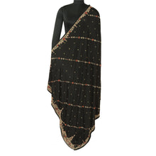 Load image into Gallery viewer, Sanskriti Vintage Black Heavy Dupatta Art Silk Hand Beaded Zardozi Party Stole
