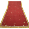 Sanskriti Vintage Dark Red Heavy Dupatta Pure Chiffon Silk Hand Embroidered Veil