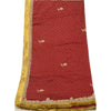 Sanskriti Vintage Dark Red Heavy Dupatta Pure Chiffon Silk Hand Embroidered Veil