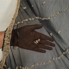 Load image into Gallery viewer, Sanskriti Vintage Heavy Dupatta Net Mesh Black Hand Beaded Zardozi Party Stole
