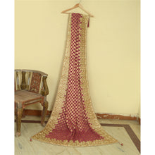 Load image into Gallery viewer, Sanskriti Vintage Purple Dupatta Blend Georgette Embroidered Party Wrap Stole
