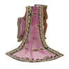 Sanskriti Vintage Dupatta Net Mesh Pink Hand Beaded Wrap Party Unique Stole