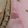 Sanskriti Vintage Dupatta Net Mesh Pink Hand Beaded Wrap Party Unique Stole