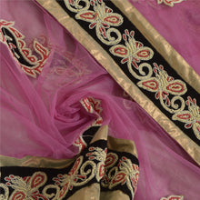 Load image into Gallery viewer, Sanskriti Vintage Dupatta Net Mesh Pink Hand Beaded Wrap Party Unique Stole
