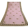 Sanskriti Vintage Dupatta Net Mesh Pink Hand Beaded Wrap Party Unique Stole