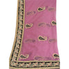 Sanskriti Vintage Dupatta Net Mesh Pink Hand Beaded Wrap Party Unique Stole