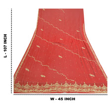 Load image into Gallery viewer, Sanskriti Vintage Long Dupatta Stole Georgette Red Hand Beaded Zardozi Scarves
