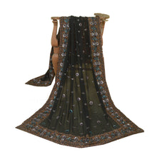 Load image into Gallery viewer, Sanskriti Vintage Black Long Dupatta/Stole Pure Georgette Silk Hand Beaded Veil
