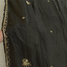 Load image into Gallery viewer, Sanskriti Vintage Black Heavy Dupatta 100% Pure Silk Hand Beaded Party Stole
