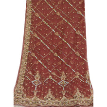 Load image into Gallery viewer, Sanskriti Vintage Dark Red Dupatta Net Mesh Hand Beaded Zardozi Wrap Stole

