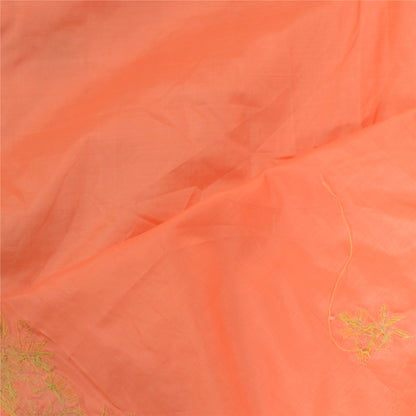 Sanskriti Vintage Peach Dupatta Pure Silk Hand Beaded Zardozi Work Stole Scarves