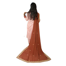 Load image into Gallery viewer, Sanskriti Vintage Burnt Red Dupatta Pure Crepe Silk Hand Embroidered Party Stole
