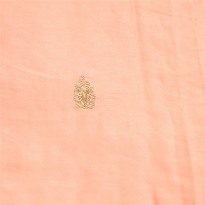 Sanskriti Vintage Peach Dupatta Pure Satin Silk Hand Embroidered Wrap Stole