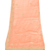 Sanskriti Vintage Peach Dupatta Pure Satin Silk Hand Embroidered Wrap Stole