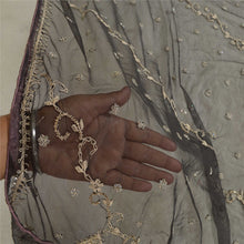Load image into Gallery viewer, Sanskriti Vintage Black Long Dupatta Stole Net Mesh Hand Beaded Zardozi Veil
