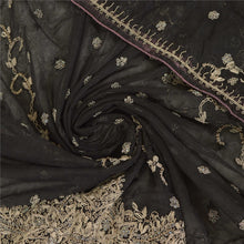 Load image into Gallery viewer, Sanskriti Vintage Black Long Dupatta Stole Net Mesh Hand Beaded Zardozi Veil
