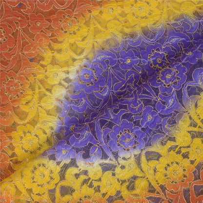 Sanskriti Vintage Multicolor Long Dupatta Stole Net Mesh Hand Beaded Woven