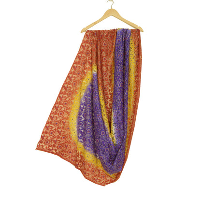 Sanskriti Vintage Multicolor Long Dupatta Stole Net Mesh Hand Beaded Woven