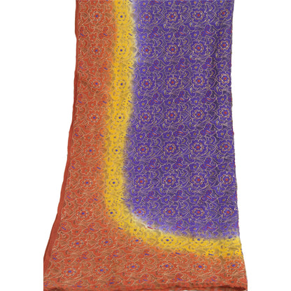 Sanskriti Vintage Multicolor Long Dupatta Stole Net Mesh Hand Beaded Woven