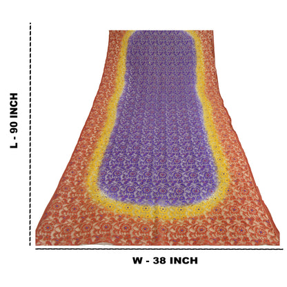 Sanskriti Vintage Multicolor Long Dupatta Stole Net Mesh Hand Beaded Woven